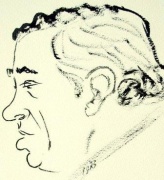 Docento Jono Bulotos draugiškas šaržas. 1973 metai. Piešė Apolinaras Juodpusis Docento Jono Bulotos draugiškas šaržas. 1973 metai. Piešė Apolinaras Juodpusis